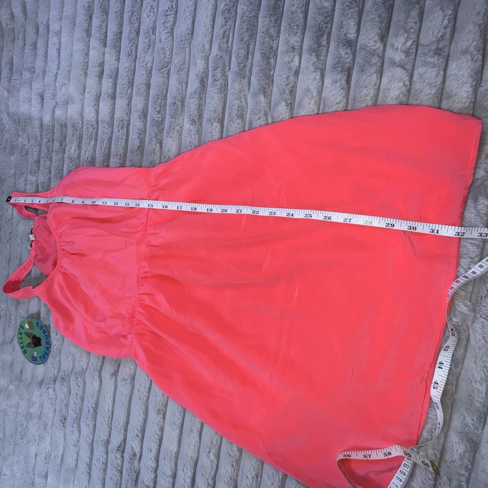 Madewell Women's 0 Coral Pink 100% Silk Tank Empire Waist Mini Dress Iridescent - Picture 5 of 12